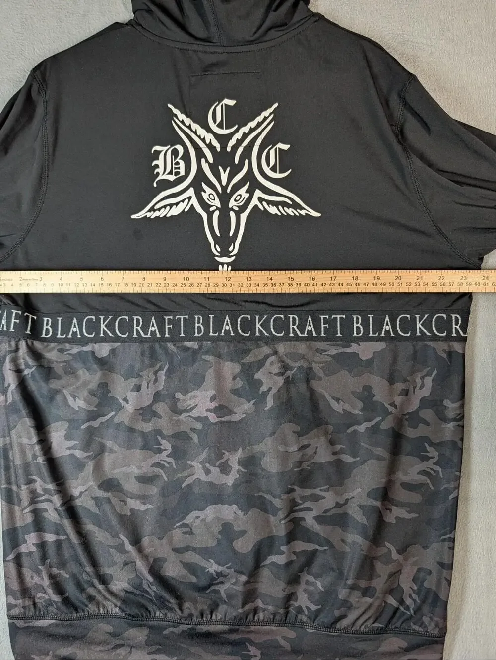 BlackCraft Mens XL Black Camo Full Zip Hoodie Goth Occult Streetwear Skull - Picture 10 of 11